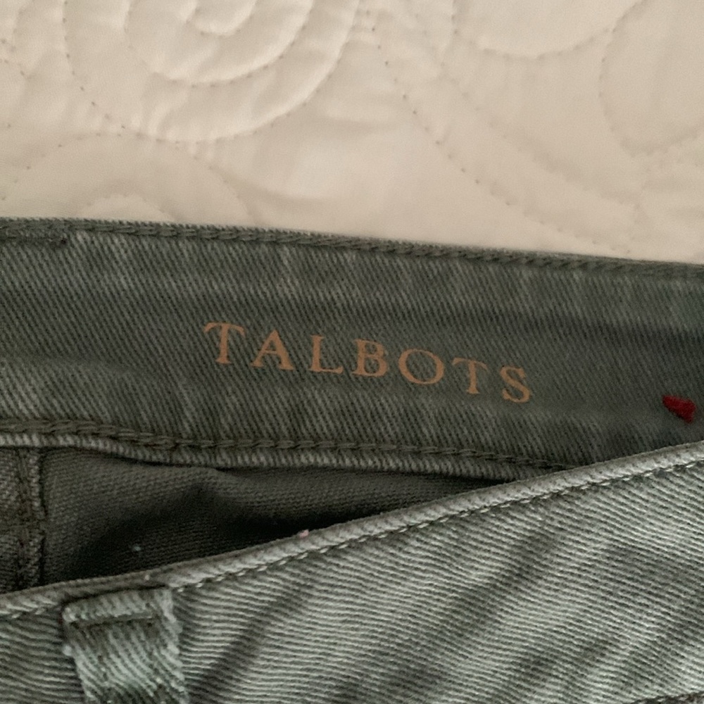 Talbots army green straight leg jeans size 8 - Picture 3 of 13